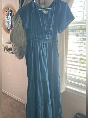 Maeve by Anthropologie Somerset Chambray Tiered Maxi Dress